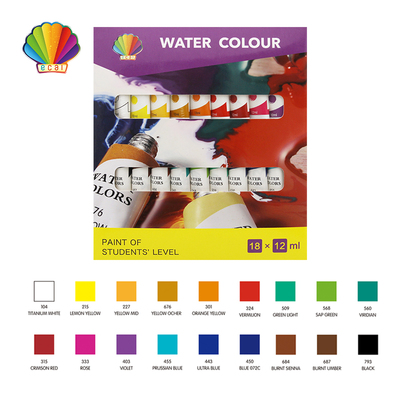 Students grade-Water color 12ml*18colors with window