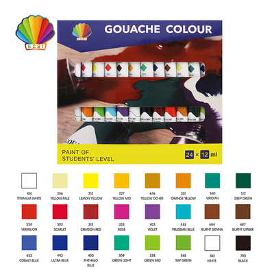 Students grade-Gouache color 12ml*24colors with window