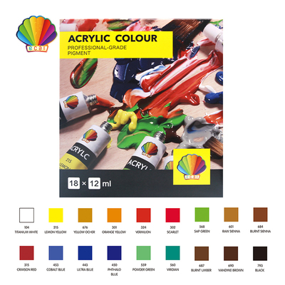Professional grade- Acrylic color 12ml*18colors