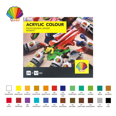 Professional grade- Acrylic color 12ml*24colors