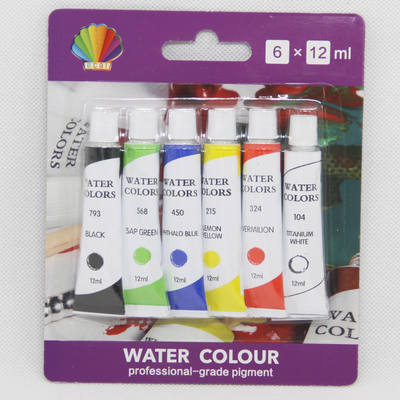 Water color 12ml*6colors packed by blister card