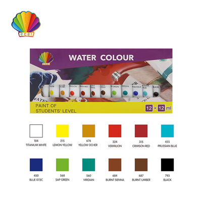 Students grade-Water color 12ml*12colors with window