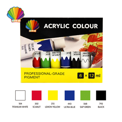 Professional grade- Acrylic color 12ml*6colors with window
