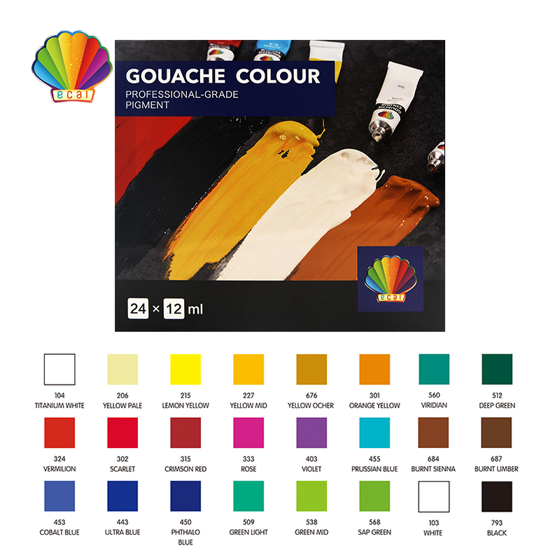 Professional grade-Gouache color 12ml*24colors