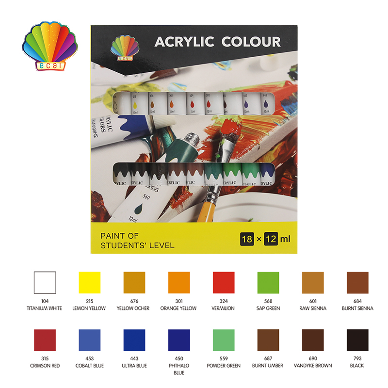 Students grade- Acrylic color 12ml*18colors with window