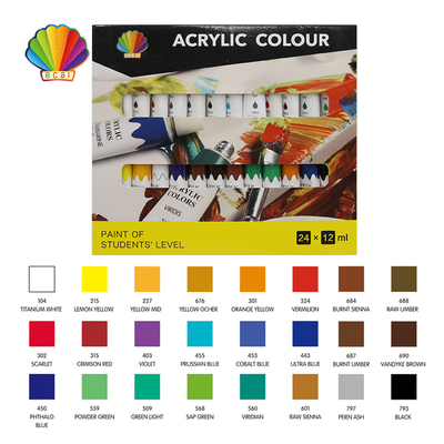 Students grade- Acrylic color 12ml*24colors with window