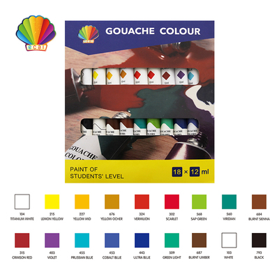Students grade-Gouache color 12ml*18colors with window